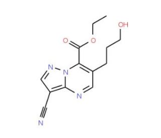 ethyl 3-cyano-6-(3-hydroxypropyl)pyrazolo[1,5-a]pyrimidine-7-carboxylate - chemical structure image