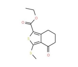 Ethyl 3-(methylthio)-4-oxo-4,5,6,7-tetrahydrobenzo[c]thiophene-1-carboxylate (CAS 168279-54-7) - chemical structure image