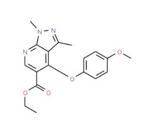 Ethyl 4-(4-methoxyphenoxy)-1,3-dimethyl-1H-pyrazolo[3,4-b]pyridine-5-carboxylate (CAS 174842-34-3) - chemical structure image
