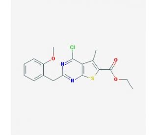 ethyl 4-chloro-2-(2-methoxybenzyl)-5-methylthieno[2,3-d]pyrimidine-6-carboxylate - chemical structure image