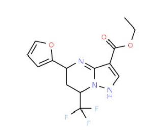 Ethyl 5-(2-furyl)-7-(trifluoromethyl)-4,5,6,7-tetrahydropyrazolo[1,5-a]pyrimidine-3-carboxylate - chemical structure image