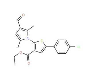 ethyl 5-(4-chlorophenyl)-2-(3-formyl-2,5-dimethyl-1H-pyrrol-1-yl)thiophene-3-carboxylate - chemical structure image