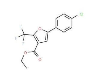Ethyl 5-(4-chlorophenyl)-2-(trifluoromethyl)-3-furoate (CAS 175276-59-2) - chemical structure image