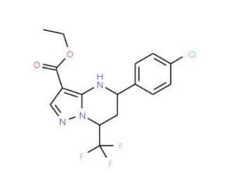 ethyl 5-(4-chlorophenyl)-7-(trifluoromethyl)-4,5,6,7-tetrahydropyrazolo[1,5-a]pyrimidine-3-carboxylate - chemical structure i