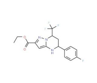 ethyl 5-(4-fluorophenyl)-7-(trifluoromethyl)-4,5,6,7-tetrahydropyrazolo[1,5-a]pyrimidine-2-carboxylate - chemical structure i