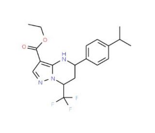 ethyl 5-(4-isopropylphenyl)-7-(trifluoromethyl)-4,5,6,7-tetrahydropyrazolo[1,5-a]pyrimidine-3-carboxylate - chemical structur