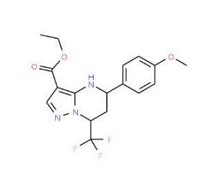 ethyl 5-(4-methoxyphenyl)-7-(trifluoromethyl)-4,5,6,7-tetrahydropyrazolo[1,5-a]pyrimidine-3-carboxylate - chemical structure