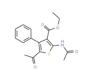 ethyl 5-acetyl-2-(acetylamino)-4-phenylthiophene-3-carboxylate - chemical structure image