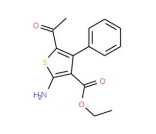 ethyl 5-acetyl-2-amino-4-phenylthiophene-3-carboxylate - chemical structure image