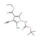 ethyl 5-amino-1-[(tert-butoxycarbonyl)amino]-4-cyano-2-methyl-1H-pyrrole-3-carboxylate (CAS 129378-20-7) - chemical structure