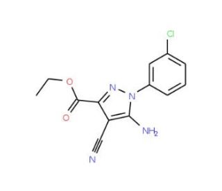 Ethyl 5-amino-1-(3-chlorophenyl)-4-cyanopyrazole-3-carboxylate (CAS 96734-87-1) - chemical structure image