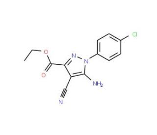 Ethyl 5-amino-1-(4-chlorophenyl)-4-cyanopyrazole-3-carboxylate (CAS 908584-68-9) - chemical structure image