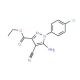 Ethyl 5-amino-1-(4-chlorophenyl)-4-cyanopyrazole-3-carboxylate (CAS 908584-68-9) - chemical structure image