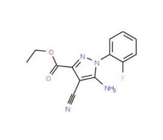 Ethyl 5-amino-4-cyano-1-(2-fluorophenyl)pyrazole-3-carboxylate (CAS 1150164-20-7) - chemical structure image
