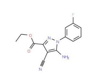 Ethyl 5-amino-4-cyano-1-(3-fluorophenyl)pyrazole-3-carboxylate (CAS 1150164-17-2) - chemical structure image