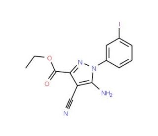 Ethyl 5-amino-4-cyano-1-(3-iodophenyl)pyrazole-3-carboxylate (CAS 1150164-66-1) - chemical structure image