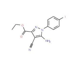 Ethyl 5-amino-4-cyano-1-(4-iodophenyl)pyrazole-3-carboxylate (CAS 1150164-64-9) - chemical structure image