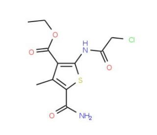 Ethyl 5-(aminocarbonyl)-2-[(chloroacetyl)amino]-4-methylthiophene-3-carboxylate - chemical structure image
