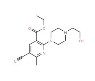 Ethyl 5-cyano-2-[4-(2-hydroxyethyl)piperazino]-6-methylnicotinate - chemical structure image
