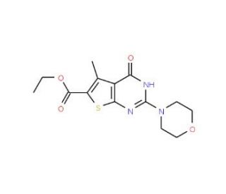 ethyl 5-methyl-2-(morpholin-4-yl)-4-oxo-3H,4H-thieno[2,3-d]pyrimidine-6-carboxylate - chemical structure image