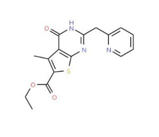 ethyl 5-methyl-4-oxo-2-(pyridin-2-ylmethyl)-3,4-dihydrothieno[2,3-d]pyrimidine-6-carboxylate - chemical structure image