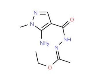 Ethyl N-[(5-amino-1-methyl-1H-pyrazol-4-yl)-carbonyl]ethanehydrazonoate (CAS 114936-20-8) - chemical structure image