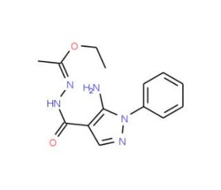Ethyl N-[(5-amino-1-phenyl-1H-pyrazol-4-yl)-carbonyl]ethanehydrazonoate (CAS 99347-10-1) - chemical structure image