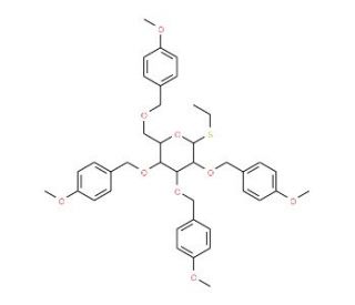 Ethyl Tetra-O-(4-methoxybenzyl)-&beta;-D-thiogalactopyranoside - chemical structure image
