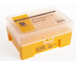 ExactaCruz&reg; Barrier Tips in Sterile Rack, 1-20 &mu;l, pack. Clear, organized rack with protective cover for contamination con 