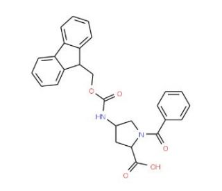 Fmoc-(2S,4S)-4-amino-1-benzoyl-pyrrolidine-2-carboxylic acid (CAS 204321-85-7) - chemical structure image