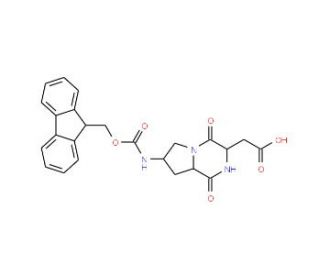 Fmoc-(2S,6S,9S)-6-amino-2-carboxymethyl-3,8-diazabicyclo-(4,3,0)-nonane-1,4-dione (CAS 184700-26-3) - chemical structure imag