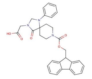 Fmoc-3-carboxymethyl-1-phenyl-1,3,8-triazaspiro[4.5]decan-4-one (CAS 215190-27-5) - chemical structure image