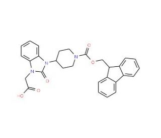 Fmoc-4-(3-carboxymethyl-2-keto-one-benzimidazolyl)piperidine (CAS 215190-29-7) - chemical structure image