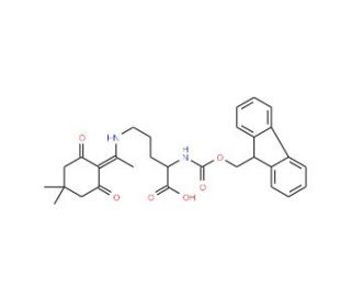 Fmoc-(Nd-1-(4,4-dimethyl-2,6-dioxo-cyclohex-1-ylidene)ethyl)-D-ornithine (CAS 1419640-31-5) - chemical structure image