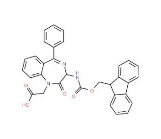 Fmoc-(R,S)-3-amino-N-1-carboxymethyl-2-oxo-5-phenyl-1,4-benzodiazepine (CAS 204322-85-0) - chemical structure image
