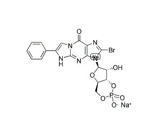 Guanosine 3&prime;,5&prime;-cyclic Monophosphate, &beta;-Phenyl-1,N2-etheno-8-bromo-, Sodium Salt (CAS 144510-04-3) - chemical structure image