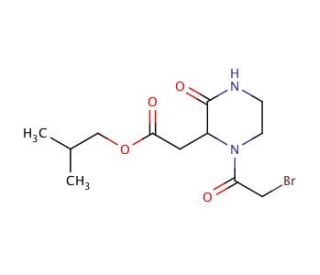 Isobutyl 2-[1-(2-bromoacetyl)-3-oxo-2-piperazinyl]acetate - chemical structure image