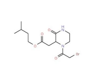 Isopentyl 2-[1-(2-bromoacetyl)-3-oxo-2-piperazinyl]acetate - chemical structure image