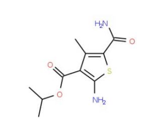 Isopropyl 2-amino-5-(aminocarbonyl)-4-methylthiophene-3-carboxylate - chemical structure image