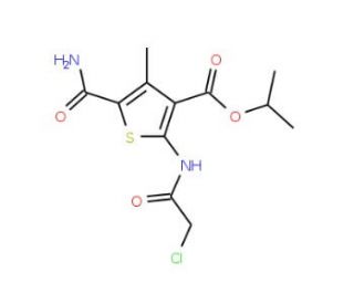 Isopropyl 5-(aminocarbonyl)-2-[(chloroacetyl)-amino]-4-methylthiophene-3-carboxylate - chemical structure image