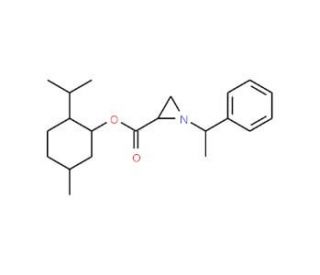 (&minus;)-Menthyl (R)-1-[(R)-&alpha;-methylbenzyl]aziridine-2-carboxylate (CAS 397849-98-8) - chemical structure image