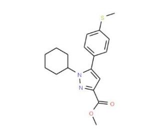 Methyl 1-cyclohexyl-5-(4-methylsulfanylphenyl)-1H-pyrazole-3-carboxylate (CAS 346684-16-0) - chemical structure image