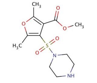 methyl 2,5-dimethyl-4-(piperazin-1-ylsulfonyl)-3-furoate - chemical structure image