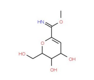 Methyl 2,6-anhydro-3-deoxy-D-lyxo-hept-2-enonimidate (CAS 180336-28-1) - chemical structure image