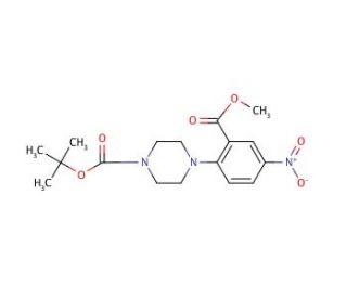 Methyl 2-(Boc-piperazin-1-yl)-5-nitrobenzoate (CAS 870703-73-4) - chemical structure image