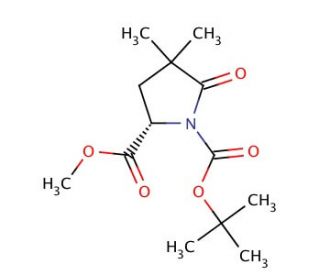 Methyl (2S)-1-(tert-butoxycarbonyl)-4,4-dimethylpyroglutamate (CAS 158392-74-6) - chemical structure image