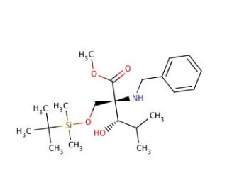 Methyl (2S,3S)-2-Benzylamino-2-(t-butyldimethylsilyloxymethyl)-3-hydroxy-4-methylpentanoate - chemical structure image