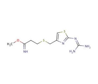 3-(((2-Guanidino-4-thiazolyl)methyl)thio)propanimidic acid methyl ester (CAS 76823-94-4) - chemical structure image