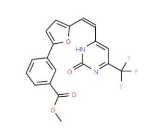 methyl 3-(5-{(E)-2-[2-oxo-6-(trifluoromethyl)-2,3-dihydropyrimidin-4-yl]vinyl}-2-furyl)benzoate - chemical structure image