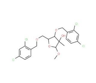 Methyl 3,5-di-O-(2,4-dichlorobenzyl)-2-C-methyl-a-D-ribofuranoside (CAS 443642-31-7) - chemical structure image